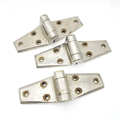 Antique Vintage Heavy Duty Hinges Appliance Refrigerator Barn Gate Silver Cover