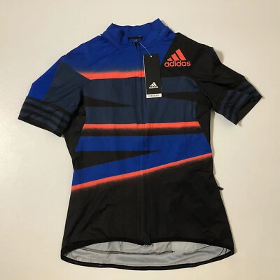 Adidas Women's Fitted Adistar Cycling Jersey FJ6599 Blue/Blk NWT Sz L(M) - Image 1 of 4