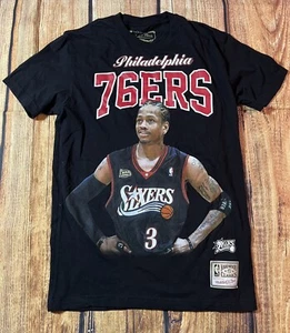 Mitchell & Ness Shirt Adult Small Black Allen Iverson Sixers Hardwood Mens Gym - Picture 1 of 6