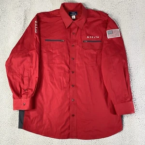 Delta Airlines Ramp Shirt Lands End Mens 2XL XXL Red Button Long Sleeve Employee - Picture 1 of 10