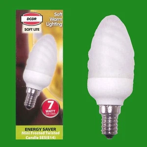 2x 7W Low Energy CFL Mini Frosted Twisted Candle Light Bulbs E14 SES 2700K Lamps - Picture 1 of 1