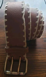 Nine West Womans Leather Belt W/ Stitching Size Large 38" - 42" - Picture 1 of 7