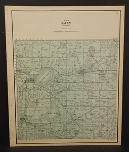 Wisconsin Kenosha County Map Salem Township 1924 L19#94 - Picture 1 of 1