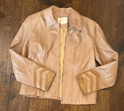 Куртка на молнии Margaret Godfrey Caramel Camel светло-коричневая кожа замша - размер 10 - Изображение 1 из 4