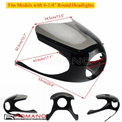 Half Fairing w/ Windshield Fits Yamaha Suzuki GN 125 250 SV650X 6-1/4" Headlight — 第 1/4 张图片