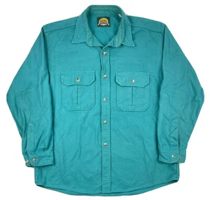 VTG Cabelas Mens Chamois Shirt Heavy Thick Flannel Teal 90s Hiking Cabin USA XL - Picture 1 of 9