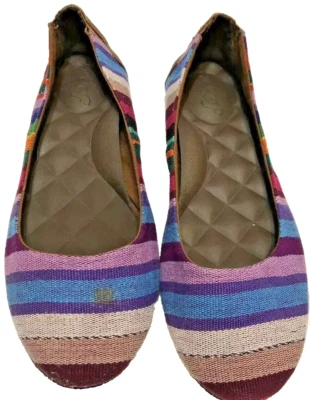 Reef Tropic Women Ballet Flat Multi-Color Stripe Shoe Size 8 Woven Fabric  - Image 1 of 4