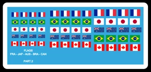 Décalcomanie Decals Flags FRA BRA JAP AUS 1/43 1/32 1/24 1/18 Water slide decal - Picture 1 of 2
