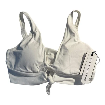 Top de bikini Robin Piccone blanco nudo delantero traje de baño correas ajustables grande nuevo con etiquetas Foto 1 de 4