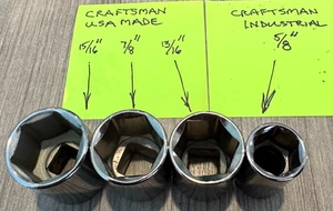 3 CRAFTSMAN / 1 CRAFTSMAN INDUSTRIAL 1/2 IN DRIVE 6 POINT SAE SOCKETS USA MADE - Picture 1 of 3