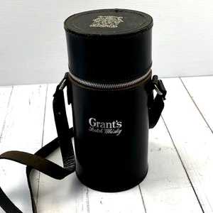 Vintage Grant’s Scotch Whisky Travel Drink Set Black Leather Case & 3 Bottles - Picture 1 of 11