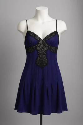 De Colección Victorias Secret S Babydoll Púrpura Vestido sin Mangas Plisado Encaje Lencería Años 90 00 Foto 1 de 4