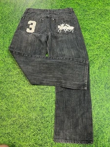 Vintage Ralph Lauren Polo Baggy Embroidered Jeans Size 32 X 32 Faded Black - Picture 1 of 11
