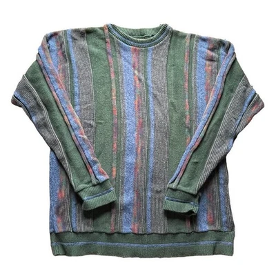 Alexander Julian Sweaters Mens Large Colorful 3D KnitBiggie Hip Hop Coogi Cosby - Image 1 of 4