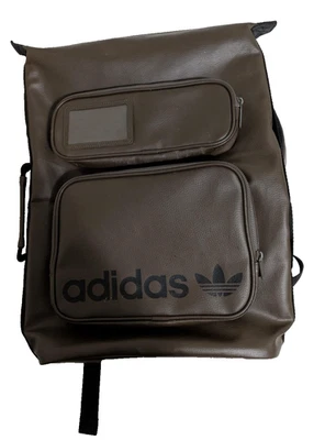 Adidas Stan Smith Backpack Mens Large Faux Leather Brown Trefoil Pockets Bag - Image 1 of 4