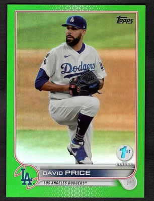2022 David Price Topps Baseball 1st Edition Green Foil /150 Dodgers #40 - Image 1 of 2