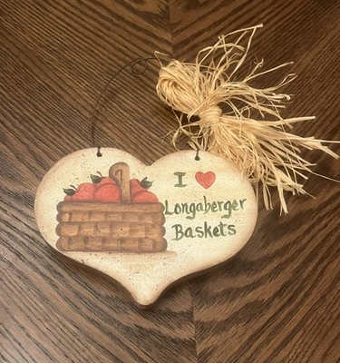Wooden Heart Shape Wall Hanging Plaque  “I ❤️ Longaberger Baskets” Hand Painted - Image 1 of 4