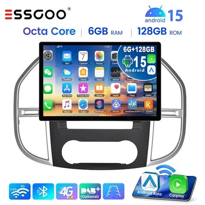 13.3"Android 15 Autoradio 6+128G 8-Kern Für Benz Vito W447 14-24 GPS Navi 4G SWC - Bild 1 von 4