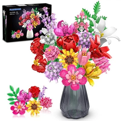 1488PCS Flower Bouquet Botanical Building Set Rose Sunflower 18 Models - Image 1 of 4
