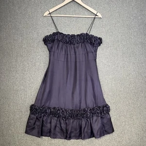 Yoana Baraschi navy blue silk ruffle party dress size USA 8 style NO 6007 - Picture 1 of 23