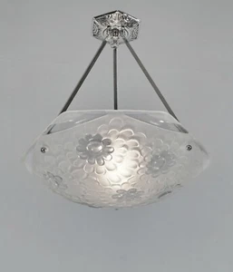 JAMAIN & DEGUÉ : FRENCH 1930 ART DECO CHANDELIER .. pendant France muller era - Picture 1 of 12