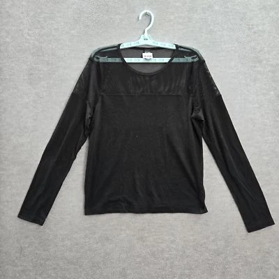 Victoria Secret Sport Women Activewear Top Large Black Shirt Mesh Sheer Tee - Image 1 of 4