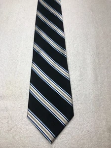 NAUTICA MENS TIE BLACK WITH GRAY BLUE BEIGE STRIPES 4 X 59 - Picture 1 of 5