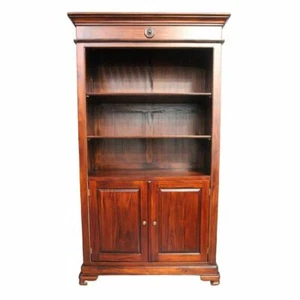 Solid Mahogany Wood Bookcase Cupboard & Shelves Antique Style - Picture 1 of 2