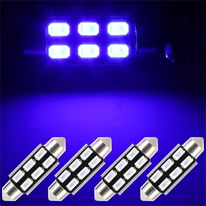4Pcs 39mm Festoon Xenon Blue Car Interior Working Bulb Lamp LED Light 5730-6-SMD - Picture 1 of 10