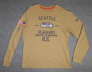 Nike OnField Apparel NFL Seattle Seahawks Salute to Service Beige T-Shirt Medium - Picture 1 of 8