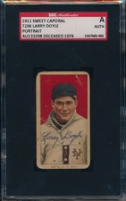 1911 T206 SWEET CAPORAL Larry Doyle "portrait" signed card SGC rare  autographed