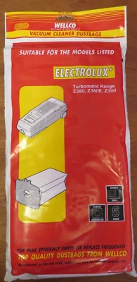 Wellco Vacuum Cleaner Hoover Dust Bags Electrolux Turbomatic Z380: Z380E: Z390 - Image 1 of 4
