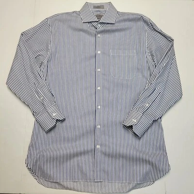 Рубашка с длинным рукавом JOHN W. NORDSTROM мужская большая 16,5 34 синяя в полоску хлопок - Изображение 1 из 4
