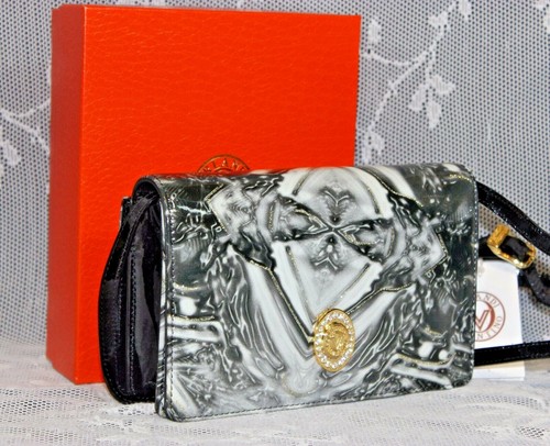 VALENTINO ORLANDI Italiano Pelle Patinata ed Elementi Swarvoski Sm. Messenger Nuovo con etichette