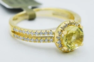 GENUINE 0.90 Cts PERIDOT & WHITE SAPPHIRE RING .925 Sterling Silver *Made in USA - Picture 1 of 3