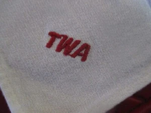 MCM Vintage TWA Trans World Airlines CLOTH NAPKIN w/BUTTON HOLE -1960's - Picture 1 of 3
