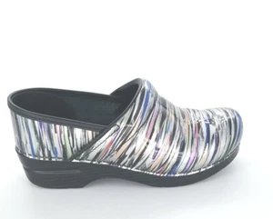 1111 Dansko Womens Professional Patent Clogs Striped Size 39 EU 8.5-9 US Medium - Picture 1 of 9