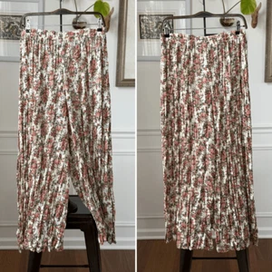 Vintage 90s M.J. Carroll Broomstick Palazzo Pants Floral Chiffon S - Picture 1 of 6
