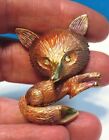 PIN RENARD VINTAGE PASTELLI YEUX CLAIRS ACCENTS OR 1 1/4 X 1 1/2 POUCES