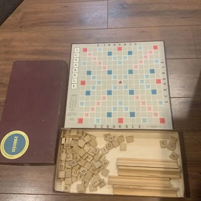 1953—Vintage—SCRABBLE—Board Game—COMPLETE—100 Tiles 4 Holders—Selchow & Righter  - Image 1 of 4