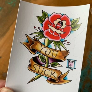 ADESIVO Rosa Tradizionale Flash Tatuaggio - Arte  - Foto 1 di 1