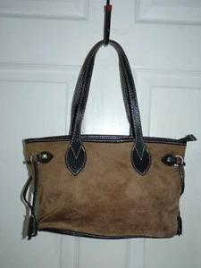 Italian Brown Suede LEATHER Small GRAB BAG TOTE - Picture 1 of 9