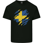 T-Shirt zerrissene schwedische Flagge Schweden Tag Fußball Kinder