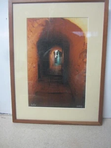 FRAMED YACOV KASZEMACHER PHOTOGRAPH ISRAEL ZEFAT TZFAT TUNNEL JUDAICA SIGNED - Picture 1 of 11