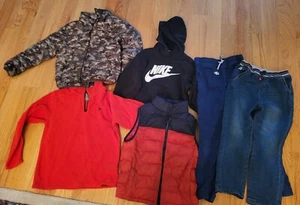 Boys Uniqlo Navy Puffer Jacket Vest Sweatshirt Hoodie Jacket Pants Jeans 6 7 8 S - Picture 1 of 4