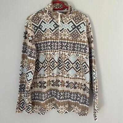 Laura Scott Women’s Geometric Tribal Print Pullover Soft Fleece Down Sweatshirt  - Image 1 of 3