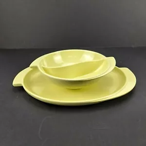 Vintage 2pc Boonton Melmac NO.605 & 606 Yellow Winged Bowl and Oval Platter Set - Picture 1 of 7