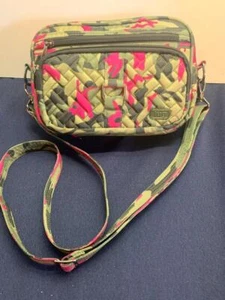 LUG Carousel crossbody bag Purse camouflage pink green Camo Orchid belt loops - Picture 1 of 7