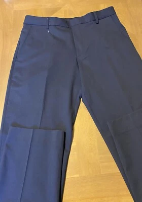 $159 Nuevo con Etiquetas Club Monaco Hombres Pierna Recta Pantalones de Vestir Cintura Elástica Talla 33x32 Azul Marino Foto 1 de 4