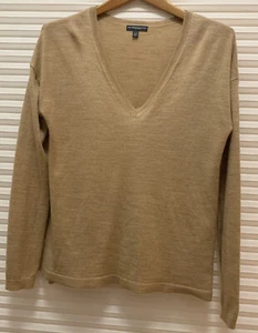Lane Bryant fine Merino Collection Woman's tan v-neck wool Seater 14/16. - Picture 1 of 3
